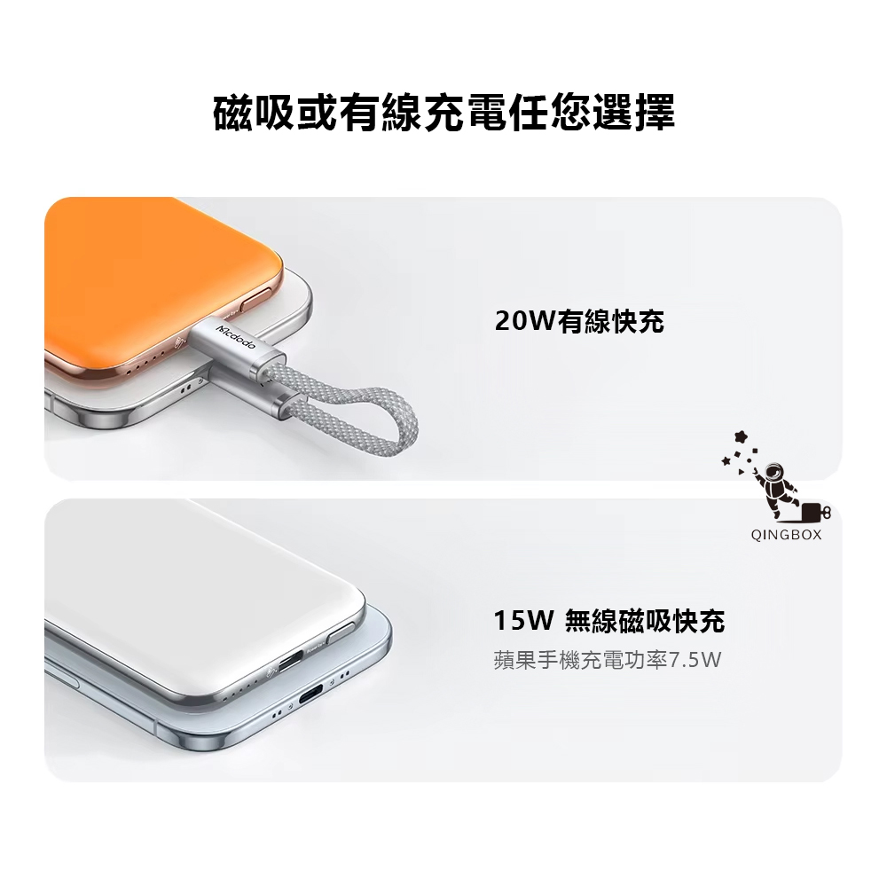 Mcdodo Meta Air 5000mAh 20W Magnetic Wireless Power Bank White, , large