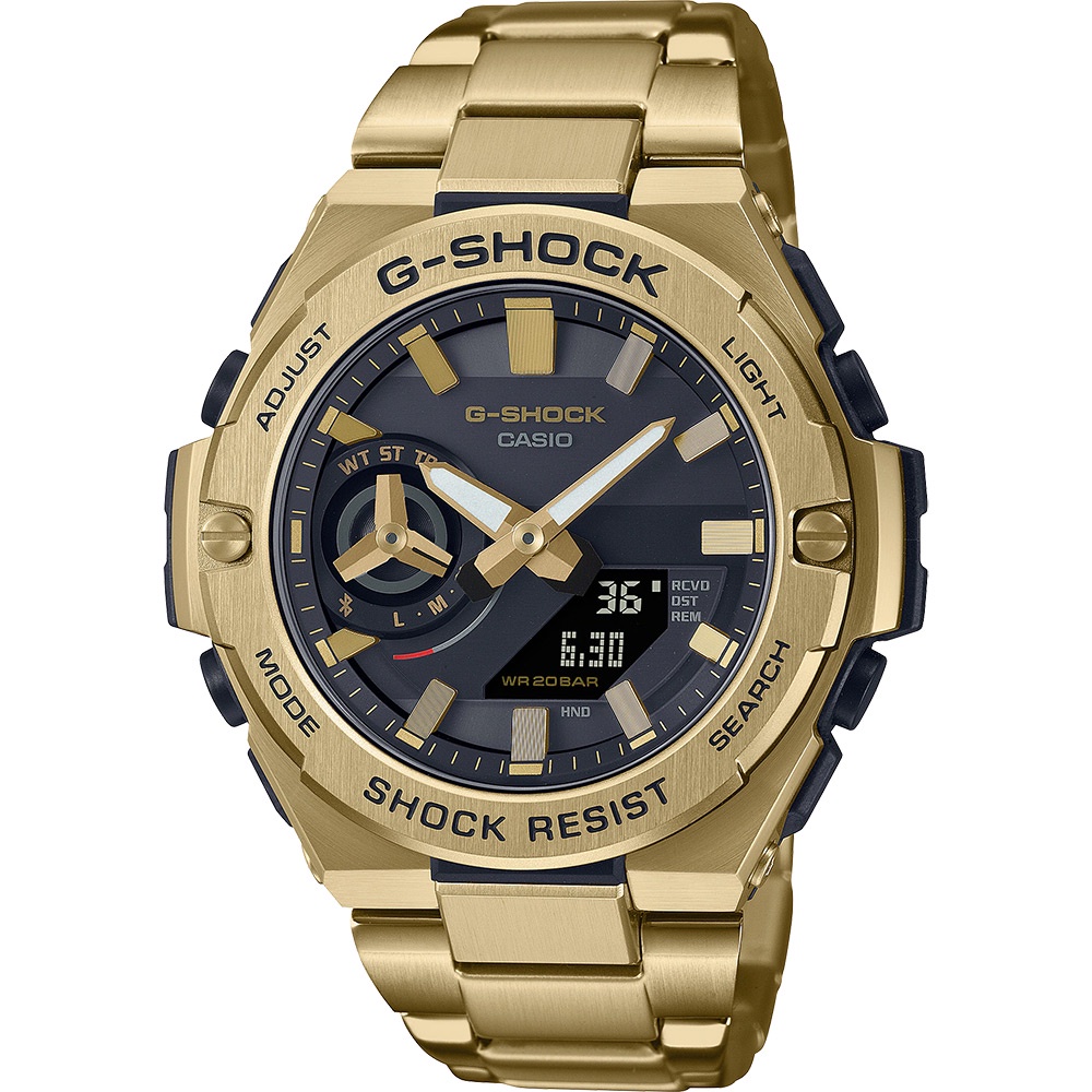 CASIO 卡西歐 G-SHOCK 太陽能電力藍芽 碳纖維核心防護構造手錶 GST-B500GD-9A, , large