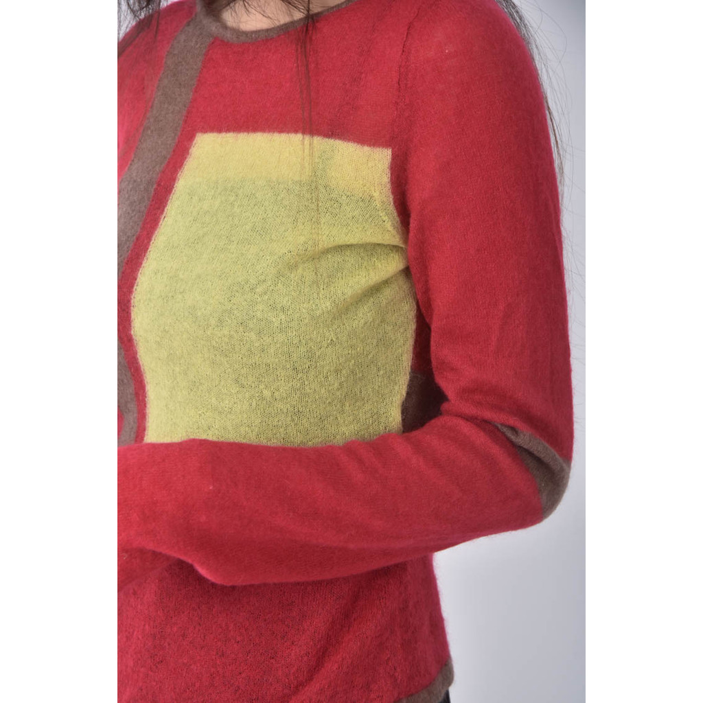 (XS（含）以下) 幾何圖形紅色長袖上衣二手衣, , large