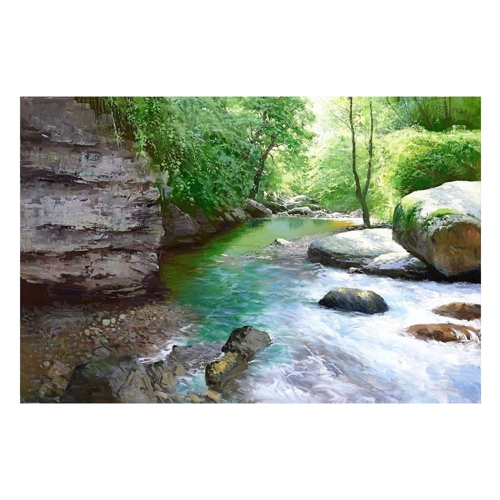 【御畫房】泉谷溪流 國家一級畫師手繪油畫60&times;90cm(VF-76)