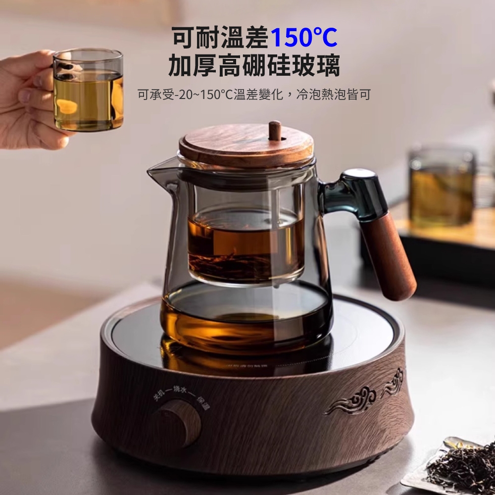 【APEX】胡桃木高硼矽玻璃飄逸壺900ml 透明, , large