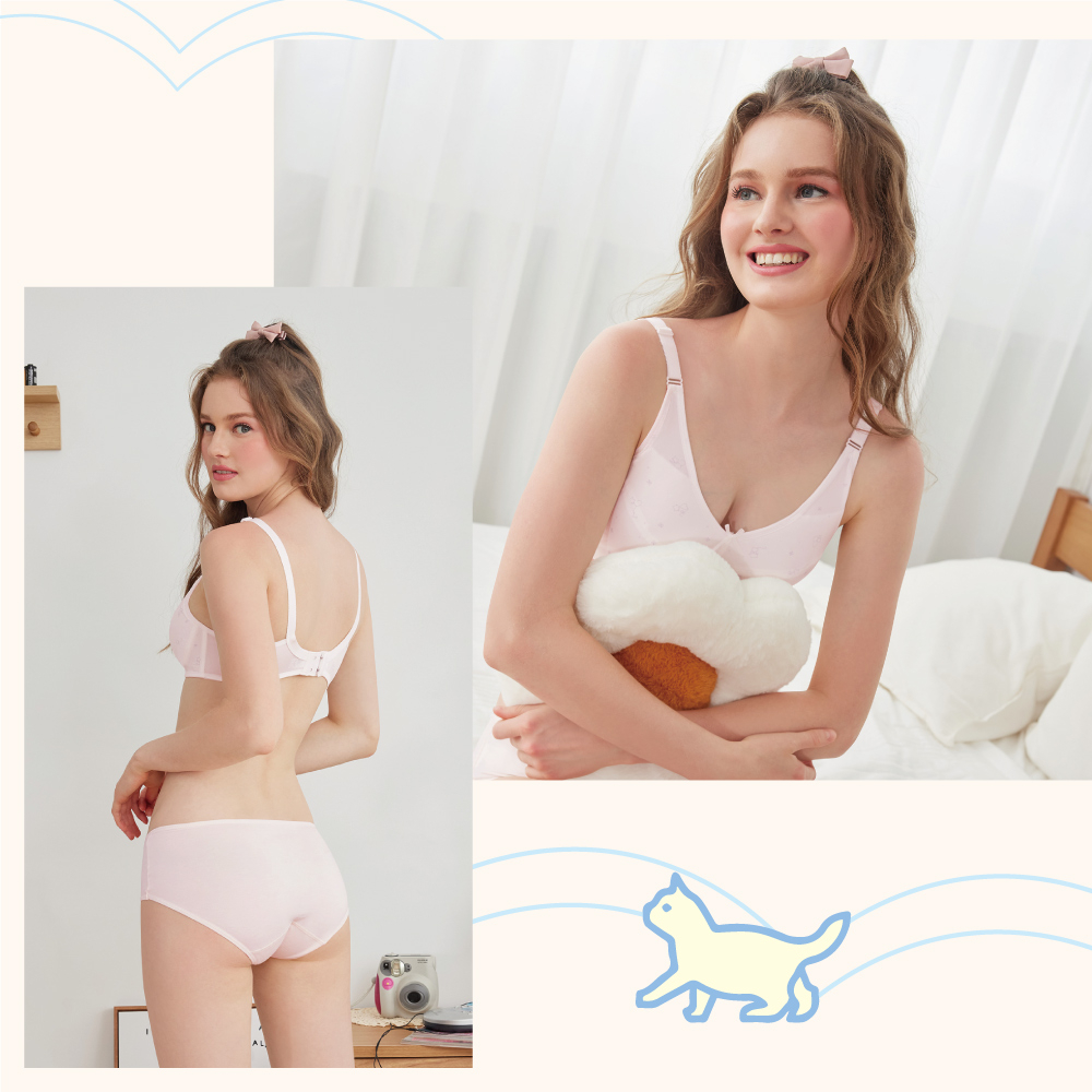 【可蘭霓Clany】 MIT涼感小貓咪無痕無鋼圈ABC學生內衣 少女內衣 成長型內衣 8039-31 粉色, , large