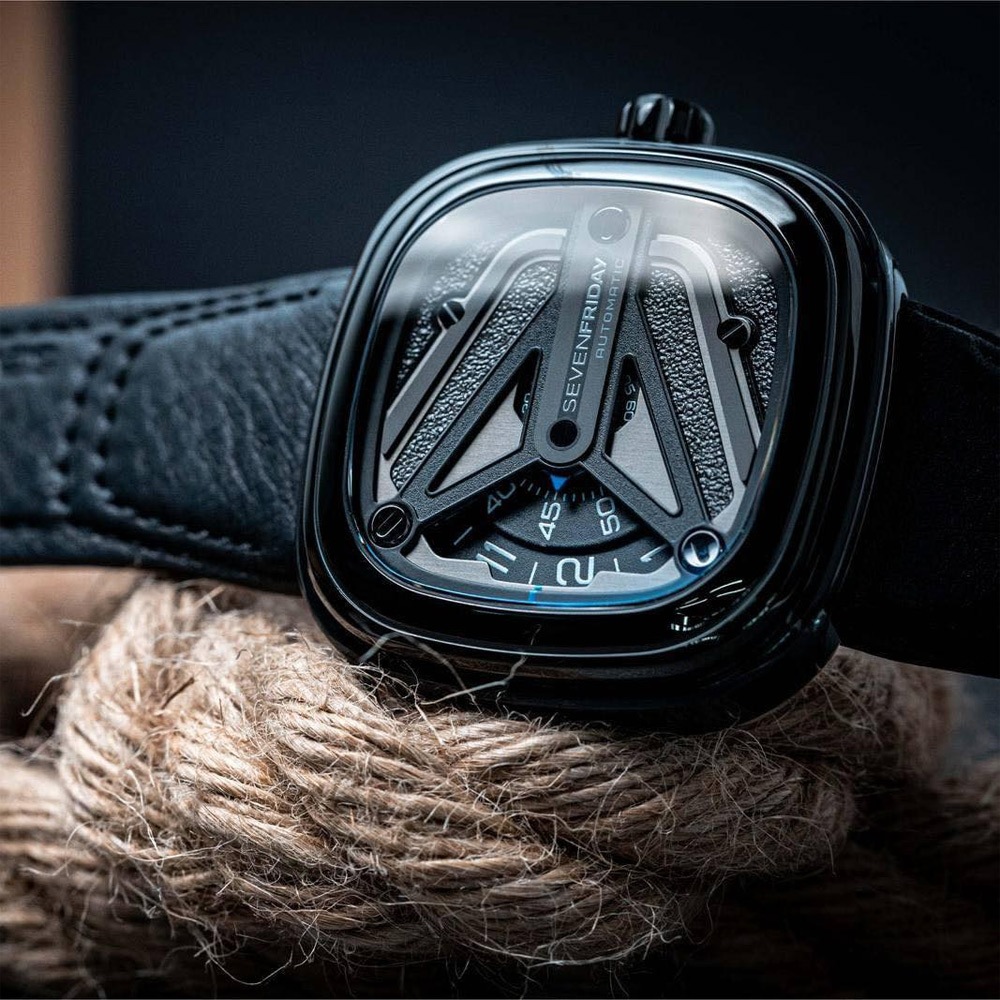 SEVENFRIDAY Spaceship 太空船 自動上鍊機械錶 送禮-黑/47x47.6mm  M3/07, , large