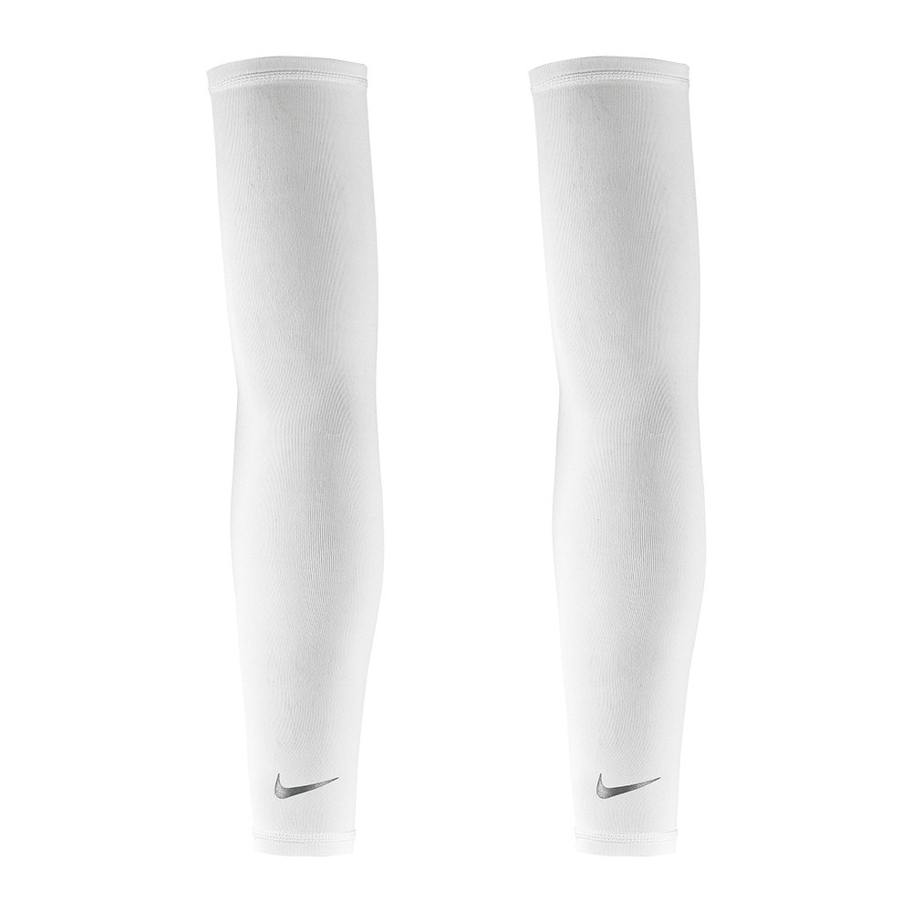 NIKE 輕量跑步臂套 護臂套 袖套 路跑 戶外運動 素色 簡約 保暖 防曬 反光 吸濕 排汗 快乾 乾爽 透氣 黑 白, 黑, large