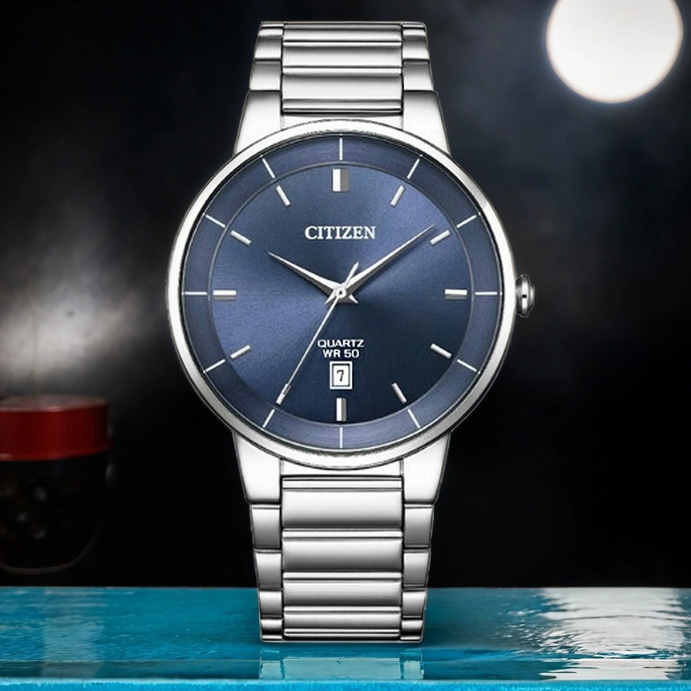 CITIZEN 星辰 紳士日期手錶-藍/40mm BI5120-51L, , large