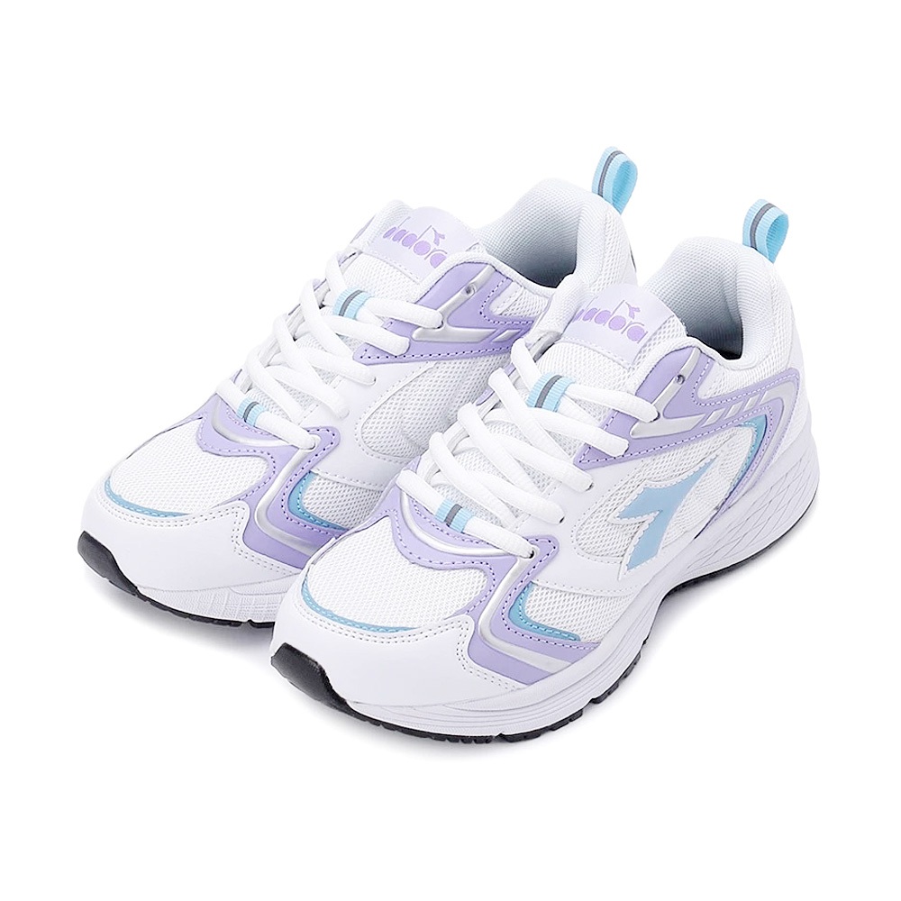 DIADORA迪亞多那 輕量專業慢跑鞋 女運動鞋 女鞋 時尚 百搭 透氣 舒適 穩定 保護後跟 耐磨 止滑 白藍 灰粉, , large