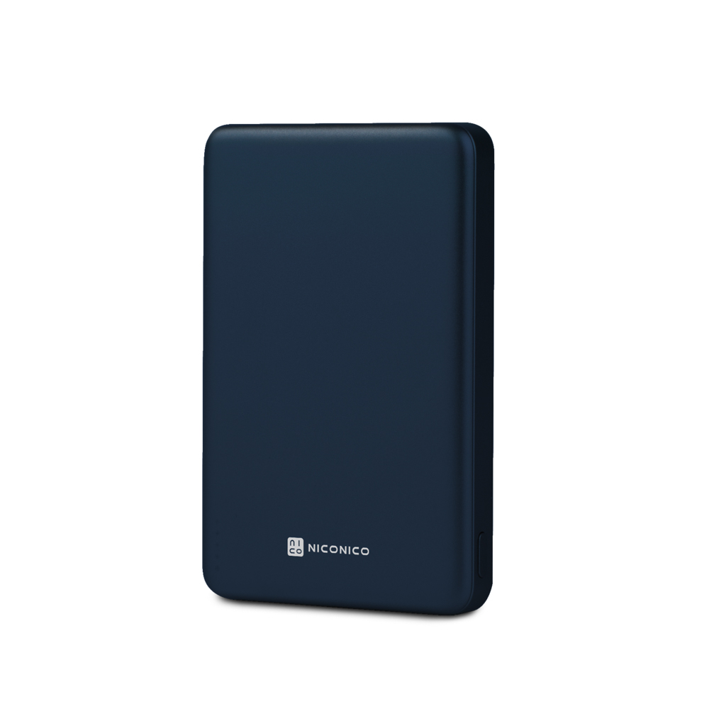【NICONICO】 Superthin極度輕薄・磁吸行動電源(10000mAh)POT-488(午夜藍), 午夜藍, large