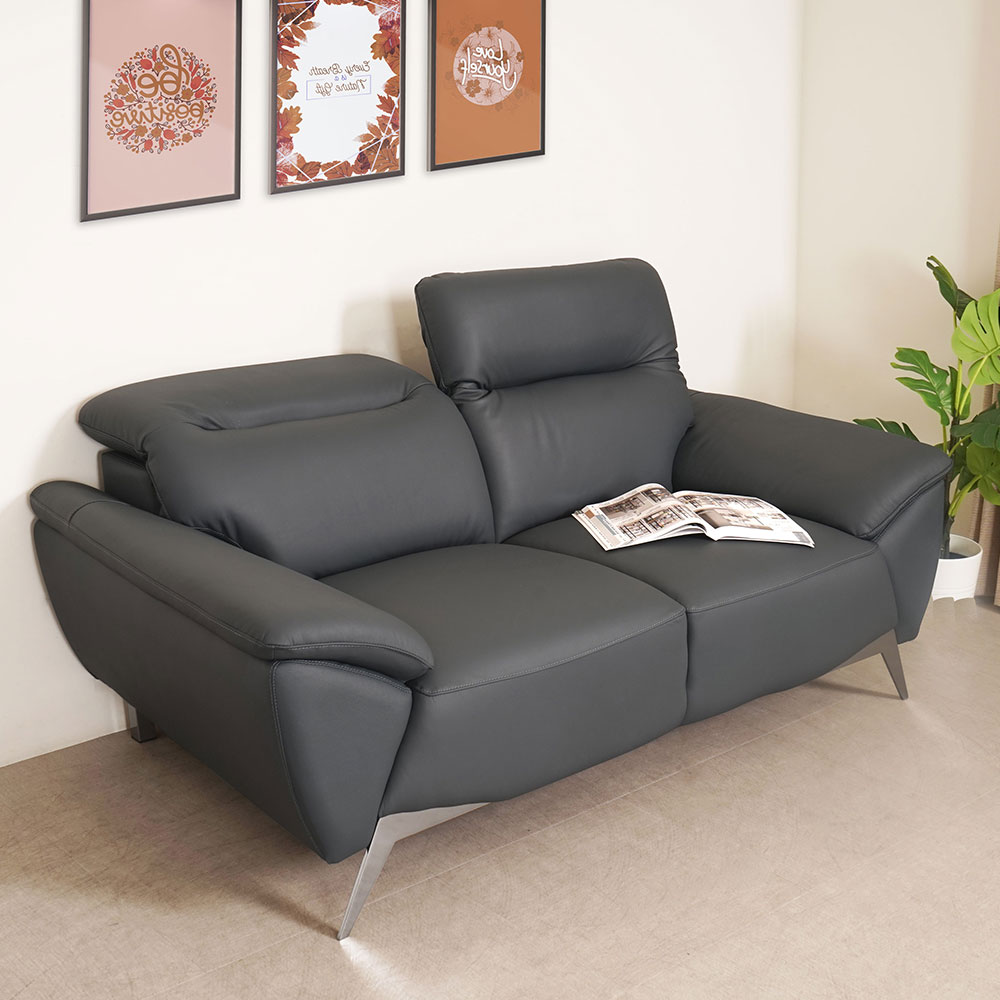 【Homelike】喜家居雙人座調節式頭枕皮革沙發(2428)