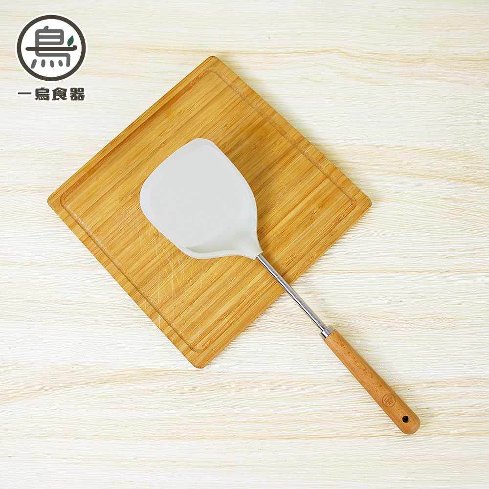 【一鳥】煎翻兩用矽膠雙向鏟/多功能矽膠深型鏟勺 橄欖綠(鍋鏟), , large