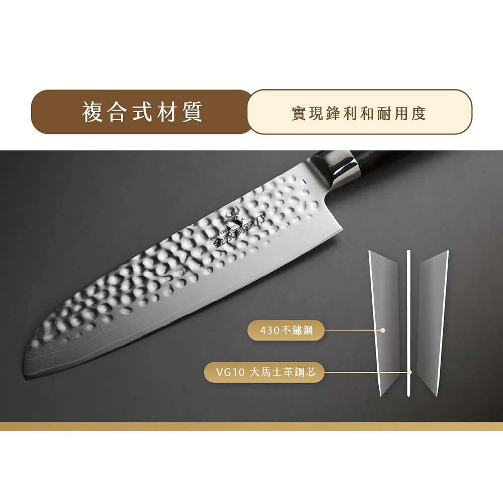 【金門金永利】SK6龍紋捶打大馬士革鋼日式切刀16cm (送鋅合金刨刀), , large