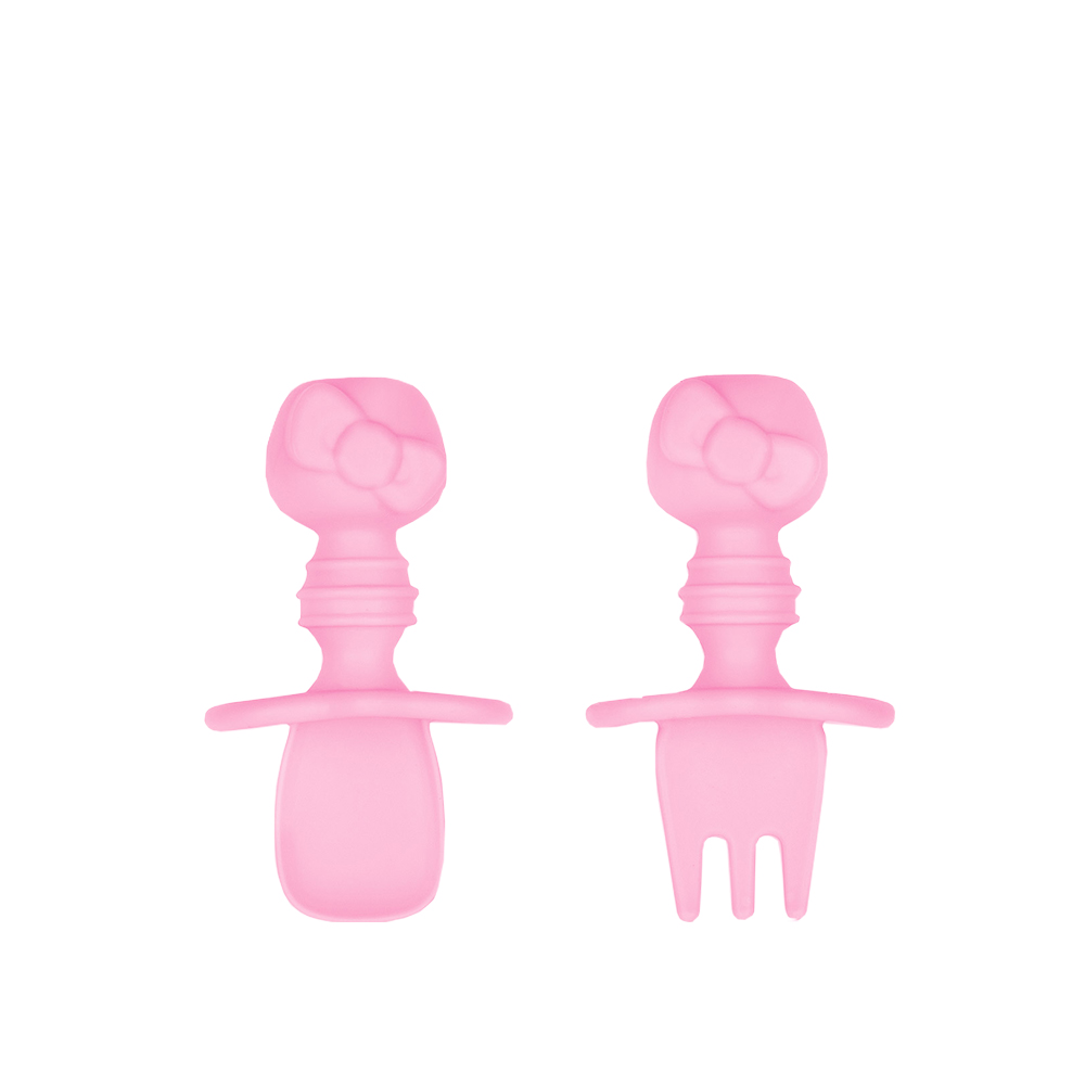 Bumkins 寶寶白金矽膠湯叉組-Kitty