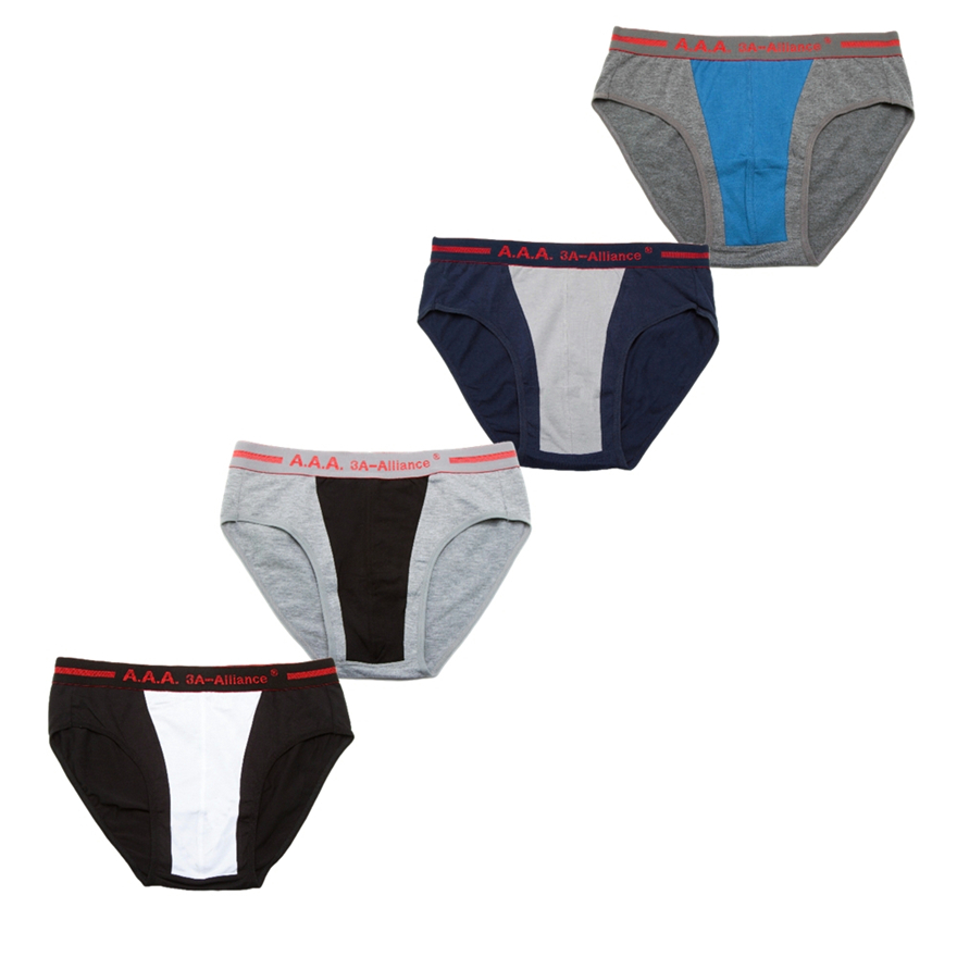 Men's Underpants, 水藍+麻花灰色,L號, large