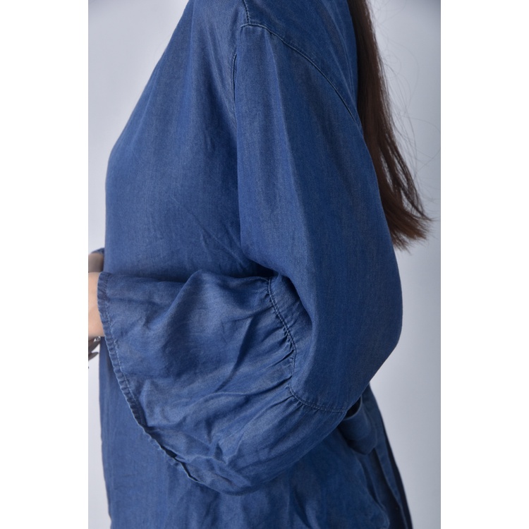 (XL) jinty丹寧牛仔寬鬆圓領藍色長袖上衣二手衣, , large