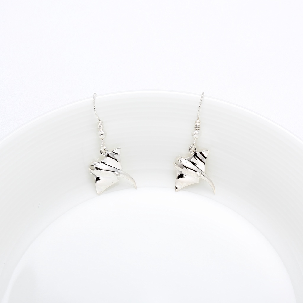 【Angel & Me】Manta Stingray s925 sterling silver earrings (changeable ear clips), , large