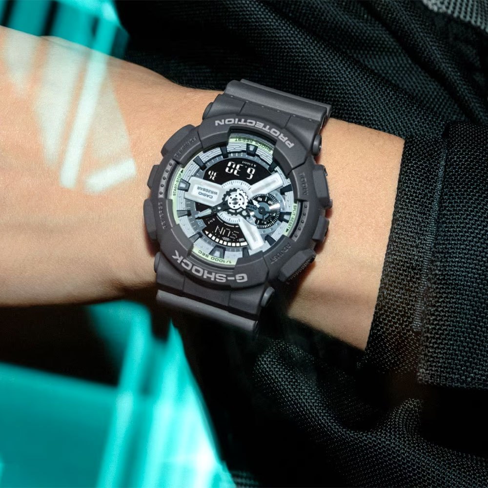 CASIO 卡西歐 G-SHOCK 綠光系列雙顯運動手錶 GA-110HD-8A, , large
