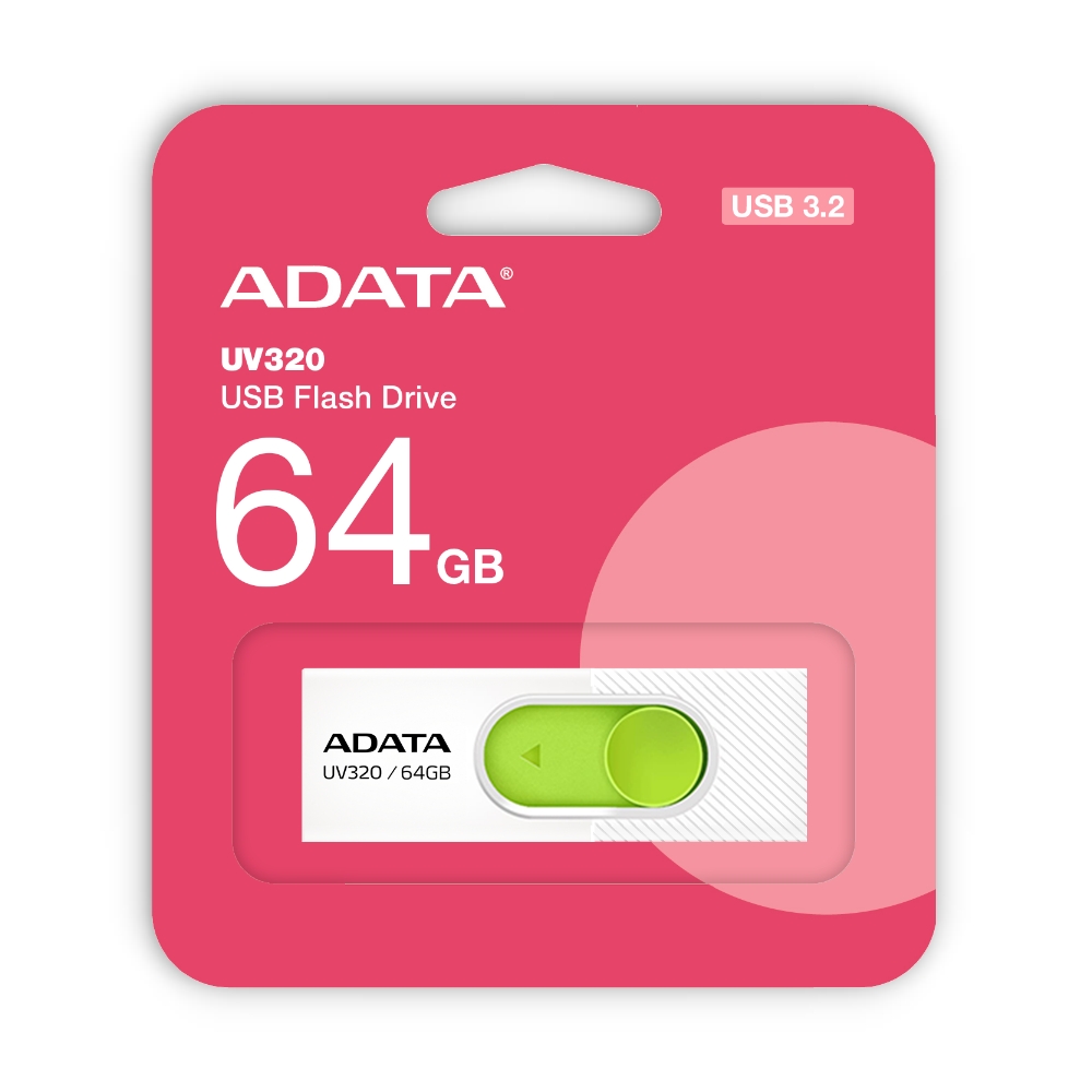 【ADATA 威剛】UV320 64G 白色 USB 3.2 Gen 1 高速 隨身碟, , large