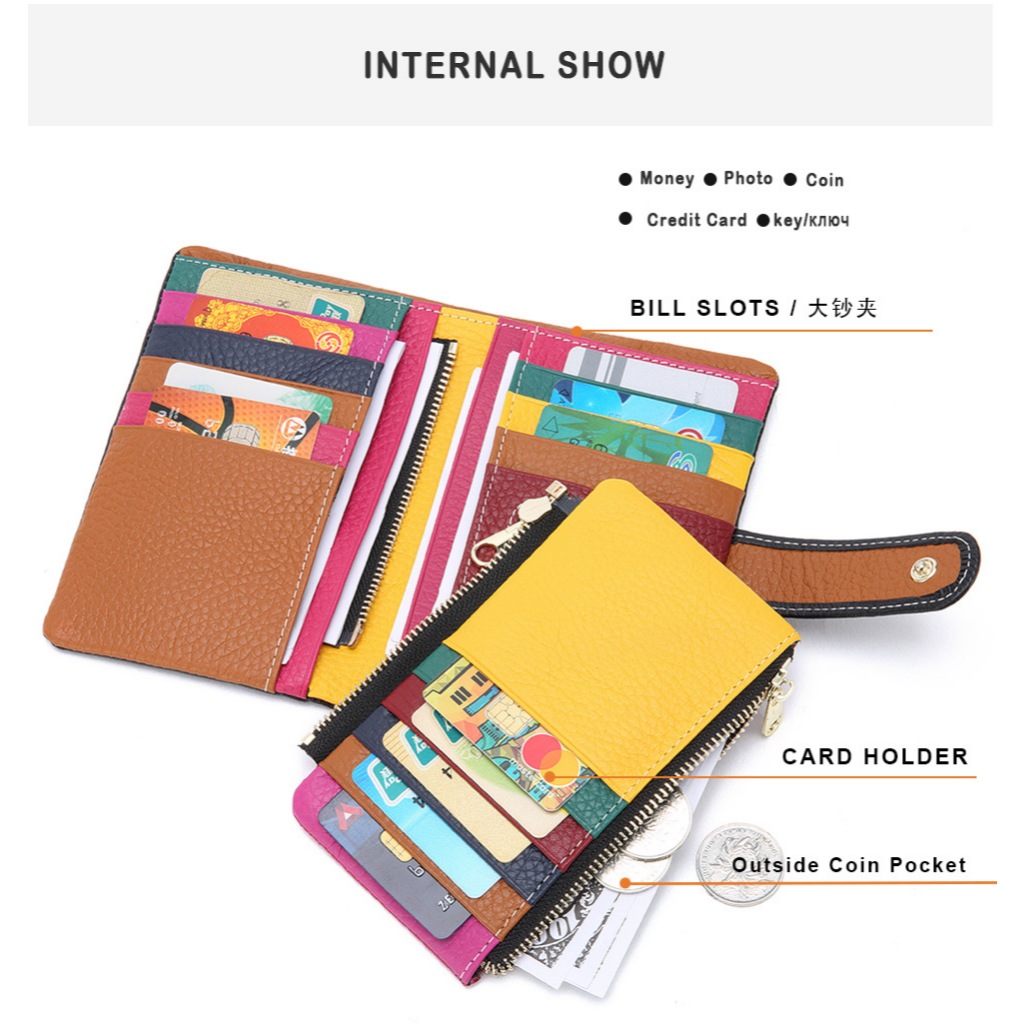 【現貨保固】多功能長夾 可拆式撞色女長夾 手拿包 錢包 真皮長夾 長卡夾包, , large