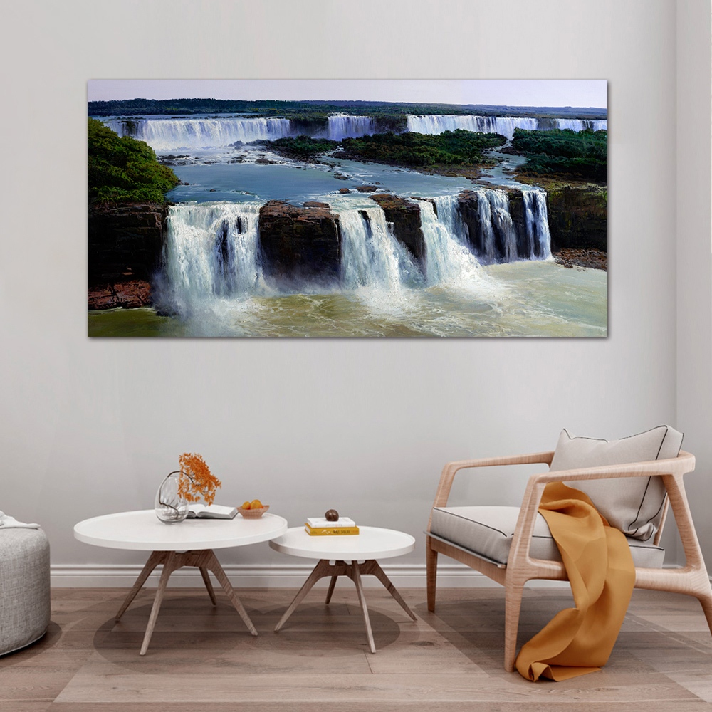【御畫房】天瀑之二 國家一級畫師手繪油畫60×120cm(VF-148), , large