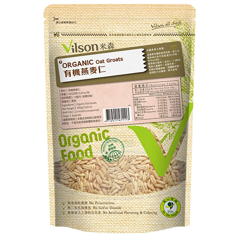 【米森 vilson】有機燕麥仁(450g/包), , large