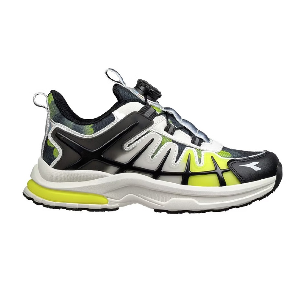 DIADORA迪亞多那 大童專業慢跑鞋 童運動鞋 童鞋 寬楦 輕量 透氣 保護後跟 吸震 穩定 抗菌 除臭 黑綠 藍紫, , large