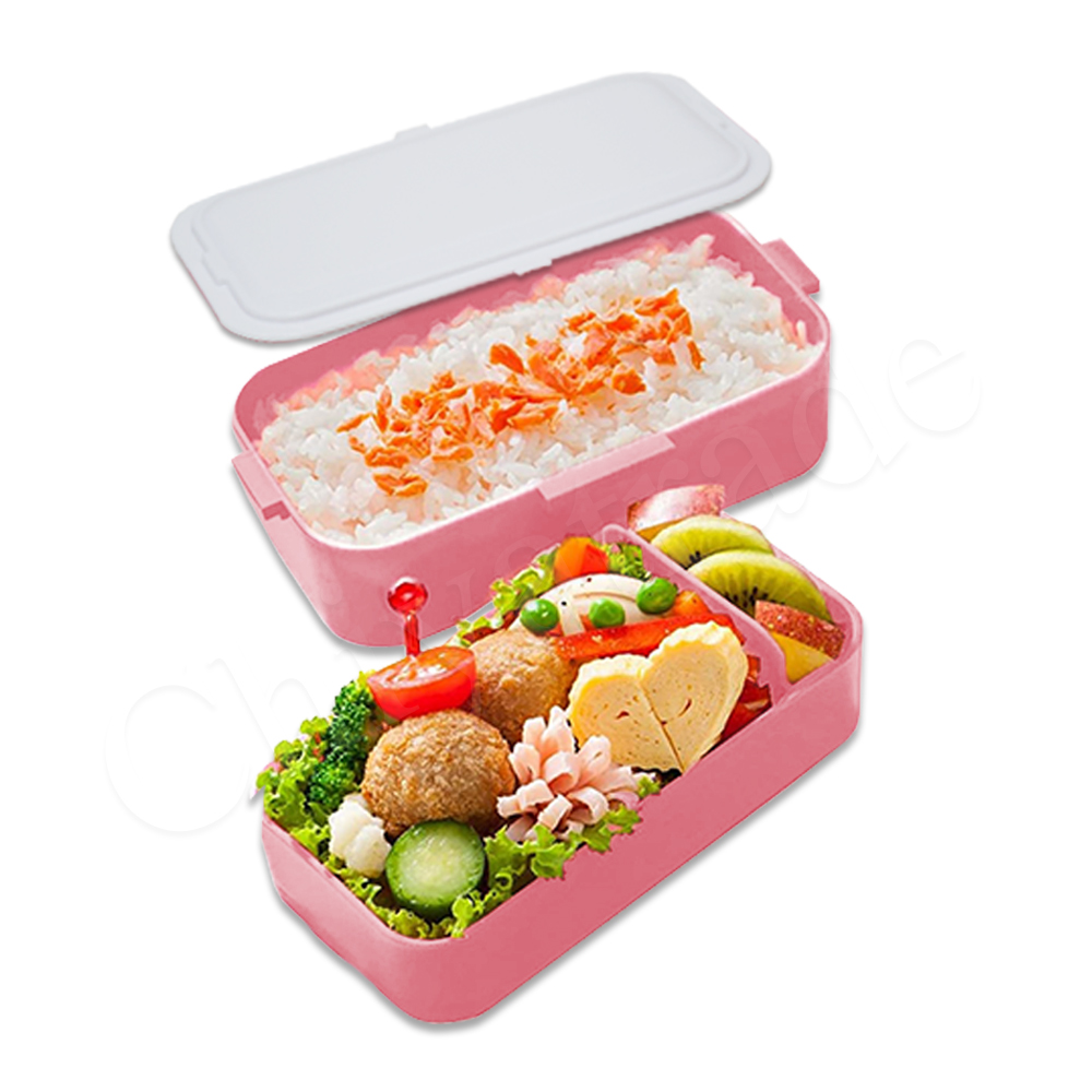 【百科良品】日本製 KITTY凱蒂貓 英文緞帶 深藍上下層便當盒 抗菌加工Ag+ 600ML(日本限定版), , large