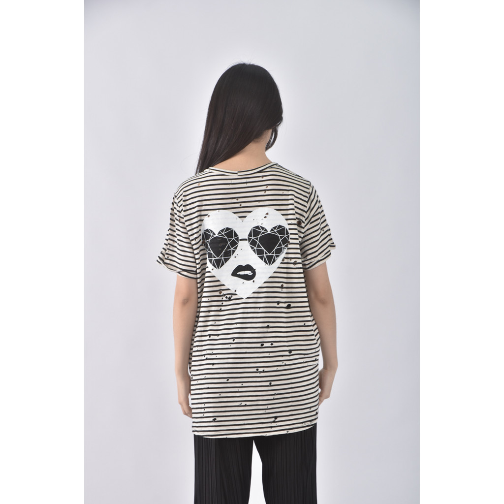 (S) lauren moshi棉質破洞白色短袖上衣二手衣, , large