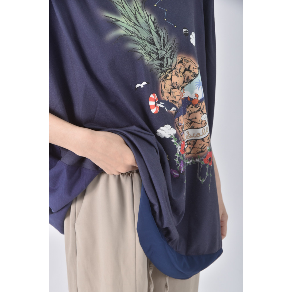 (M) scolar棉質連袖藍色短袖上衣二手衣, , large