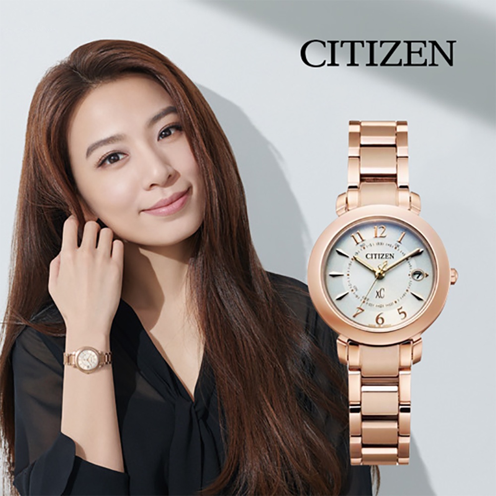 CITIZEN 星辰 XC 限定 鈦 光動能電波萬年曆女錶 ES9444-50B, , large