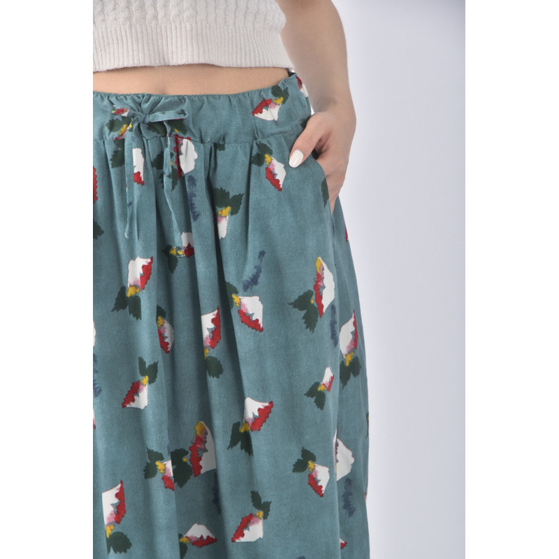 (M) uniqlo質感花紋綠色長裙二手衣, , large