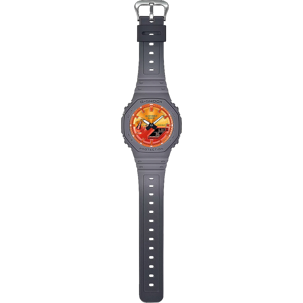 CASIO 卡西歐 G-SHOCK 熾熱火焰系列 八角雙顯手錶 GA-2100FL-8A, , large