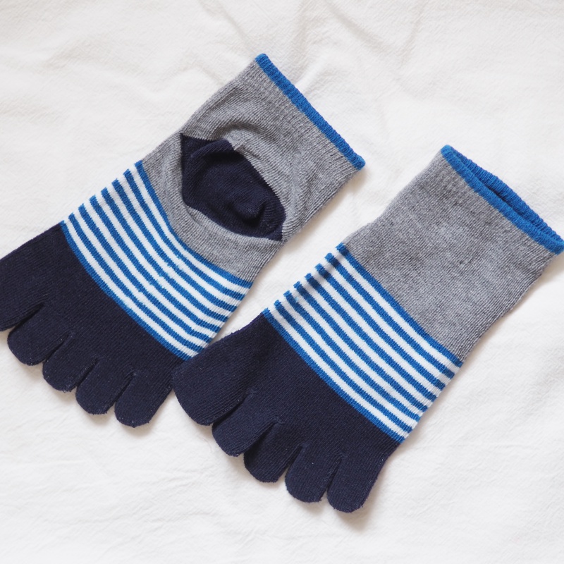 [Kaimei Cotton] six pairs of random pairs of excellent MIT Taiwan-made pure cotton antibacterial and deodorant boat-shaped striped five-toe socks, , large