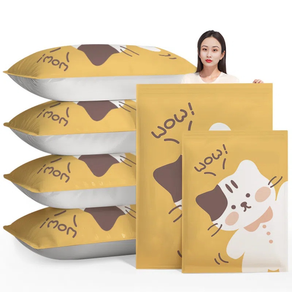 【A&R】六入組 喵趣真空加厚壓縮袋 100x80cm×2、100x70cm×2、80x56cm×2, , large