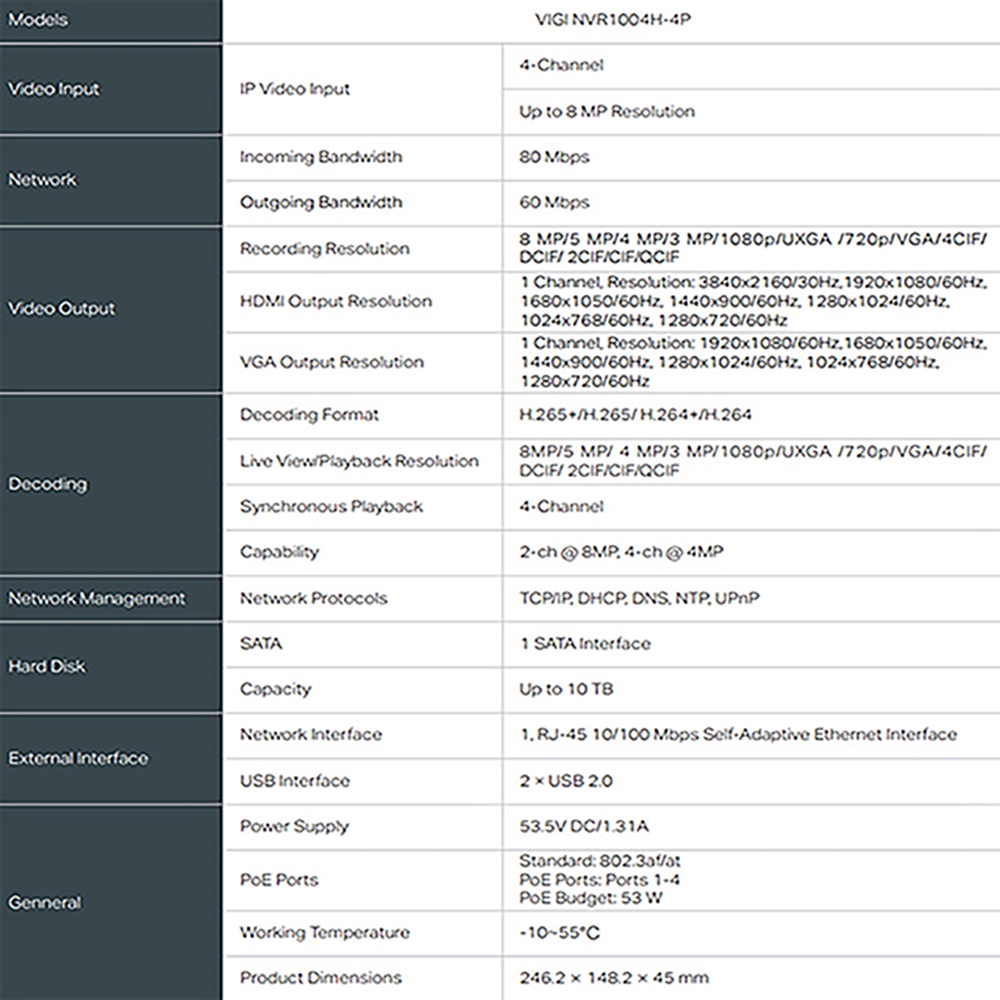 TP-LINK 昌運監視器組合 VIGI NVR1004H-4P 4路主機+VIGI C345 全彩槍型網路攝影機*2, , large