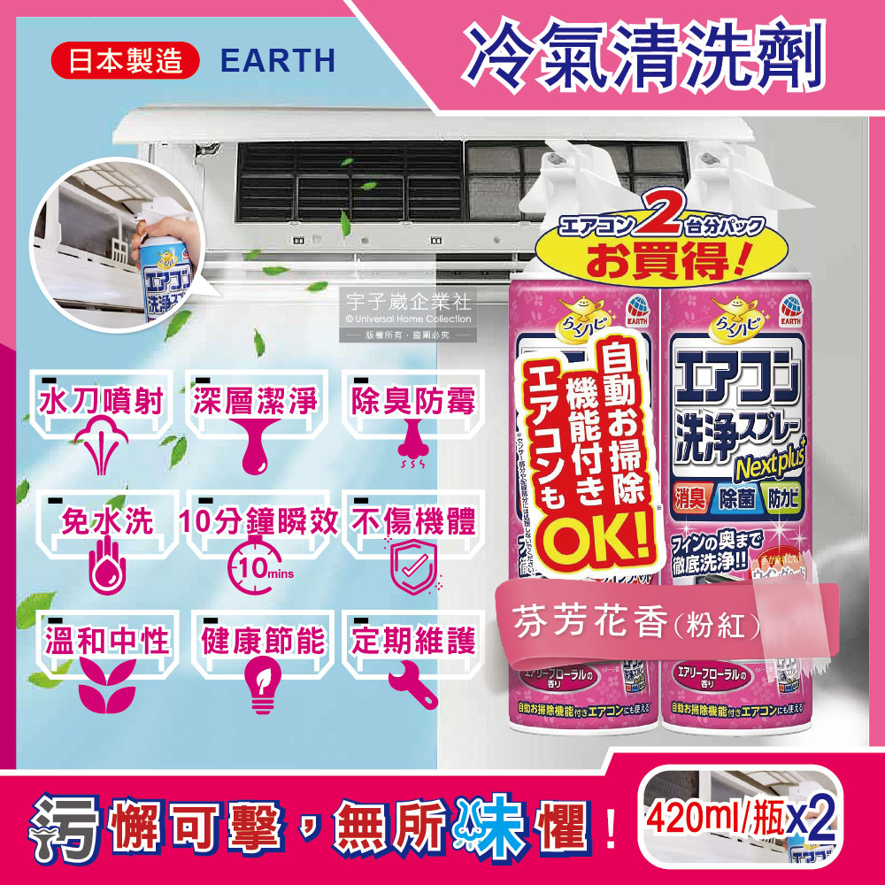RakuHapi Air Conditioner Cleaning Spray 420mlx2 Blue, , large