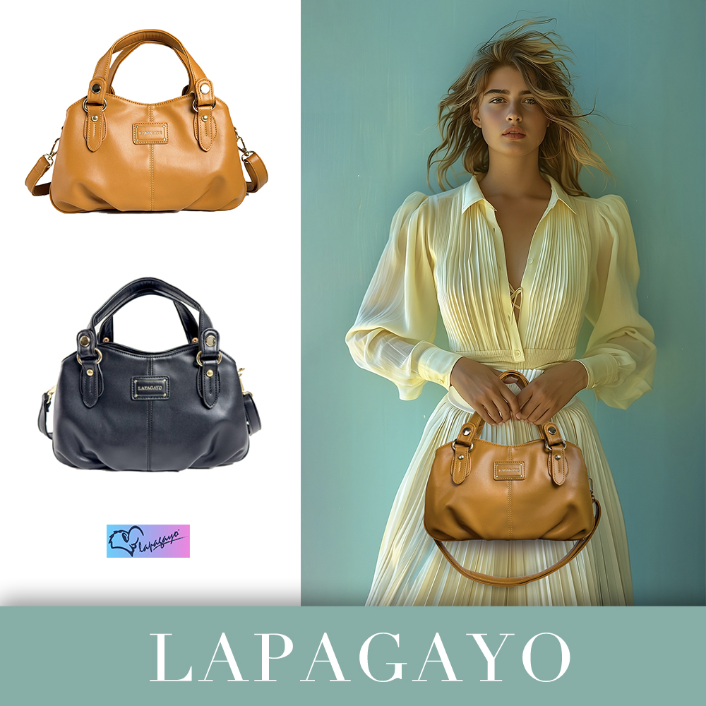 【lapagayo】高級訂製絲柔皮革手提包+手機包(粉色)-PI-06419A-1-75棕色, , large