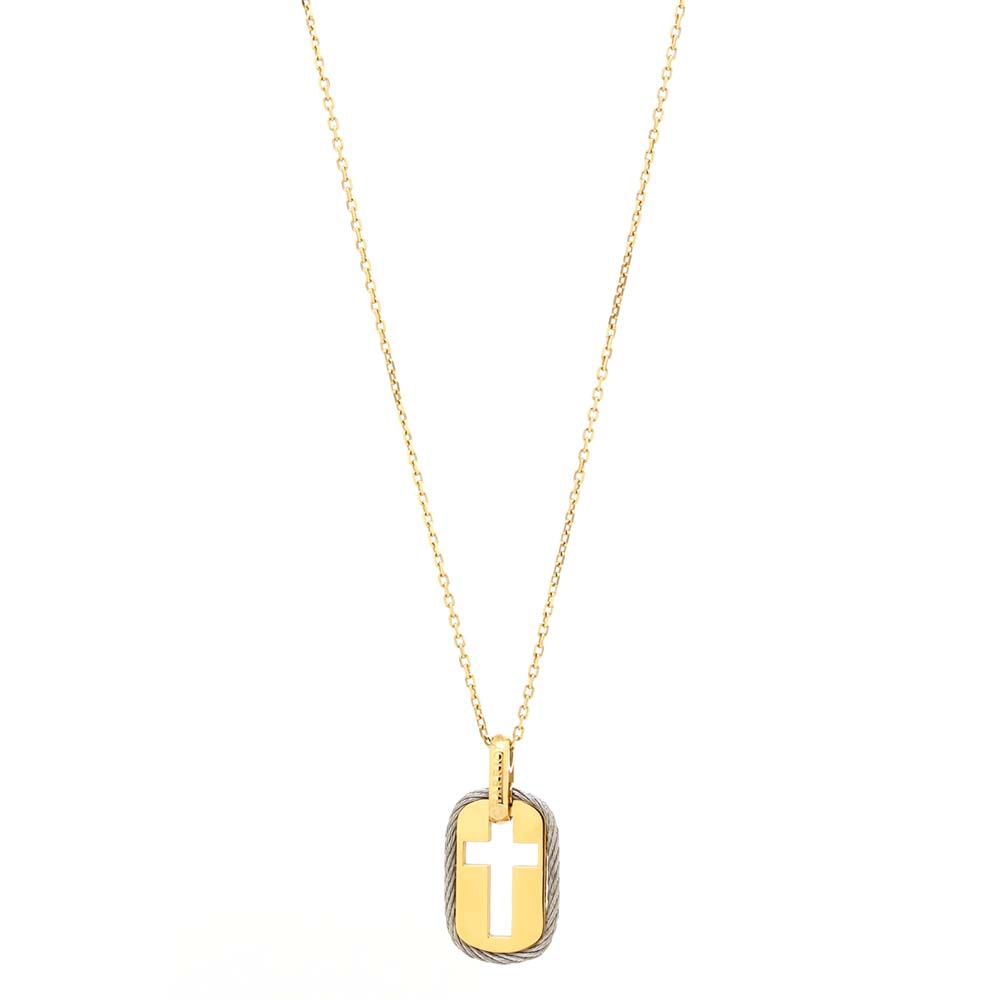 CHARRIOL夏利豪 Celtic Cross Necklace Medals十字架鋼索項鍊08-104-1282-1, , large