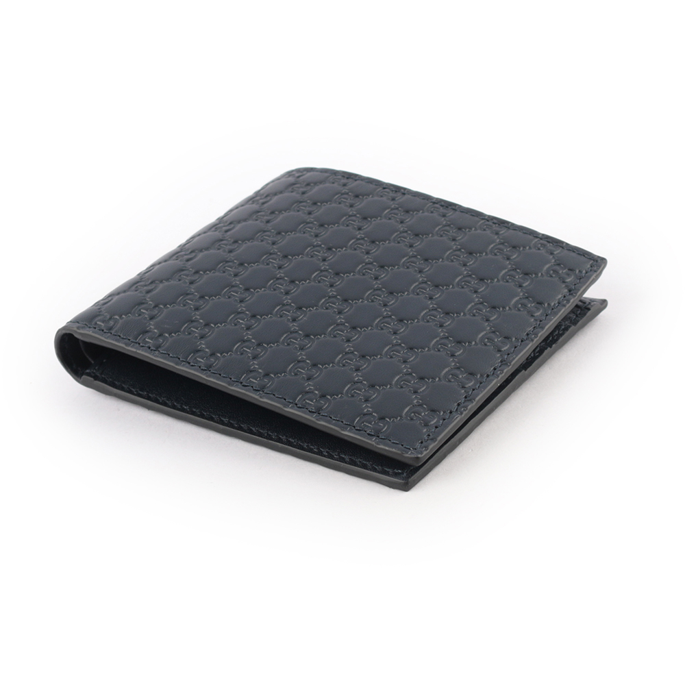 GUCCI Guccissima壓印牛皮對開6卡短夾/深藍色, , large
