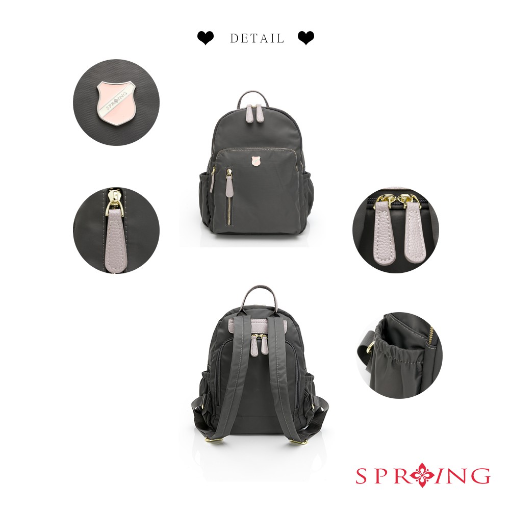 SPRING-尼龍後背包防盜尼龍後背包 多口袋尼龍後背包 防潑水後背包 防盜雙肩包-多色, , large