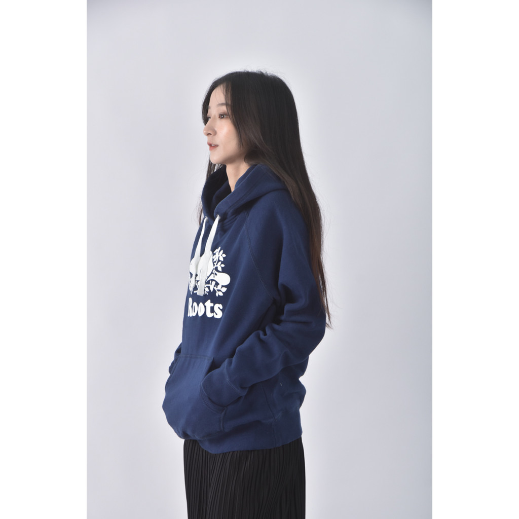 (S) roots棉質logo圖案藍色長袖上衣二手衣, , large