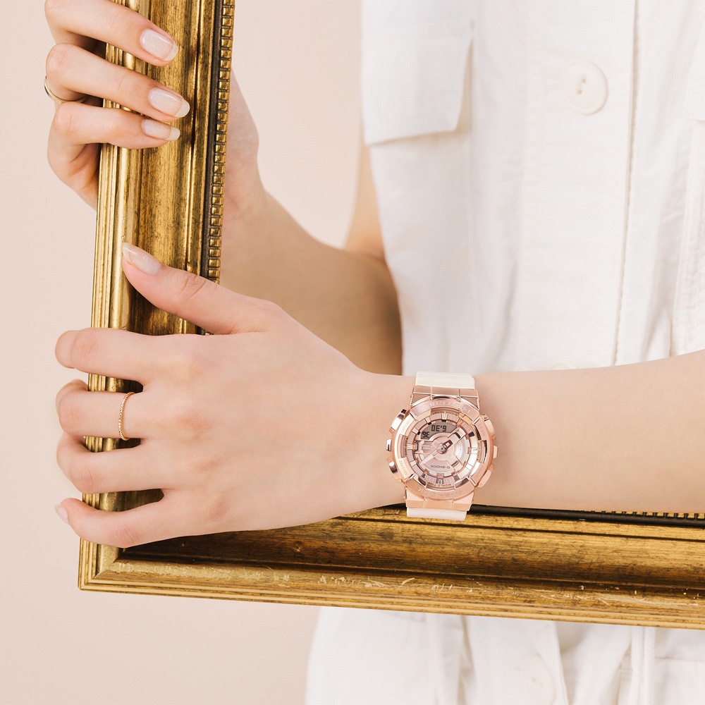 CASIO 卡西歐 G-SHOCK ITZY留真配戴款 粉紅金優雅手錶 女錶 GM-S110PG-4A, , large