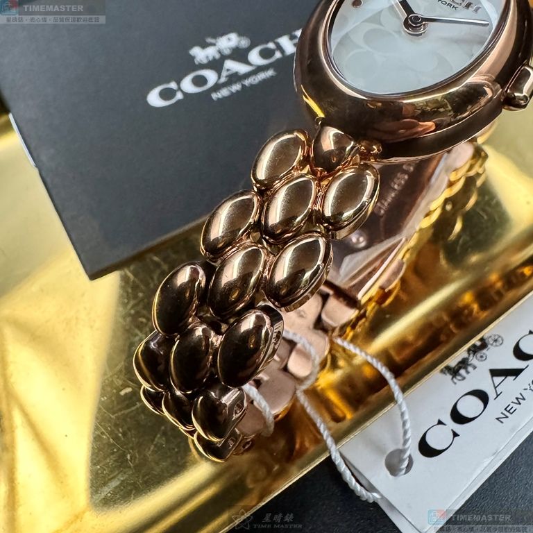 [星晴錶業]COACH手錶,22mm28mm,CH00267白色幾何立體圖形錶面玫瑰金色錶殼玫瑰金色精鋼錶帶款, , large