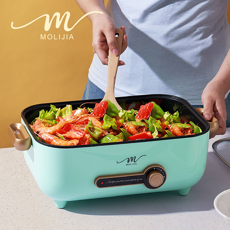 【MOLIJIA】5.3L-M24 Multifunctional Non-stick Electric Cooker with Stainless Steel Steaming Plate - Macaron Green, , large