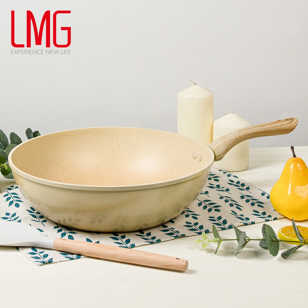 【LMG】 香草系列日式不沾炒鍋-30CM 贈漏鏟+料理鏟組, , large