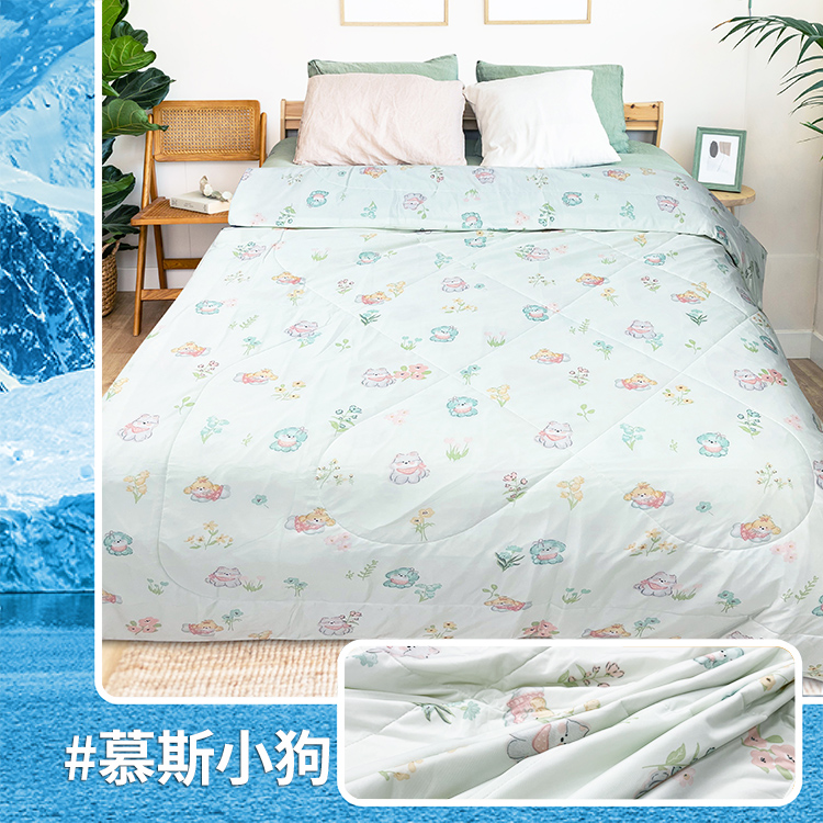 【多利寶寢具】Indian_涼爽紗親膚夏涼感被/空調被/冷氣被/涼被-慕斯小狗, , large