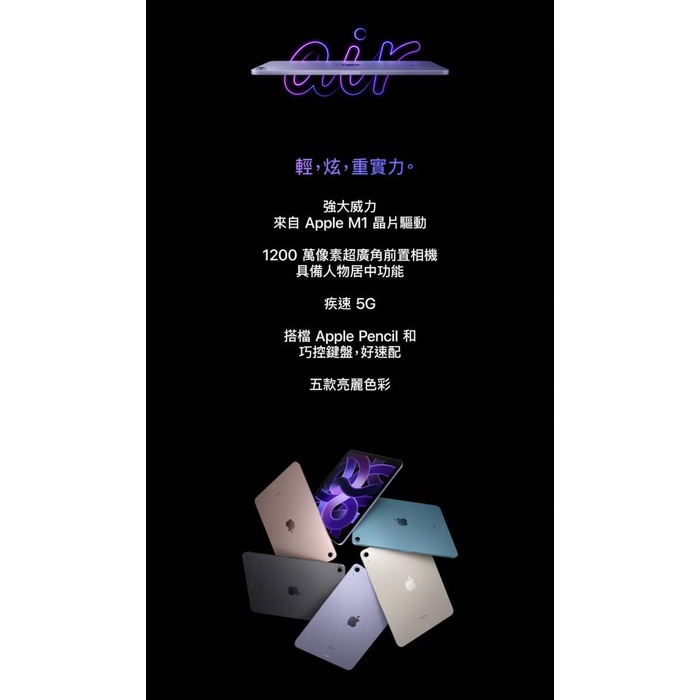 Apple iPad Air 5 64GB 10.9吋 WiFi 平板電腦 2022 _ 台灣公司貨 + 贈三, , large