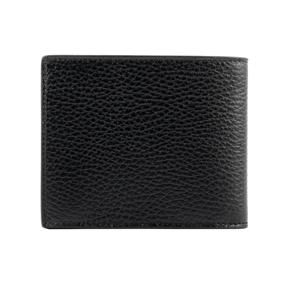 GUCCI 金屬縫線雙G Logo牛皮雙色零錢袋短夾/黑色/綠色, , large