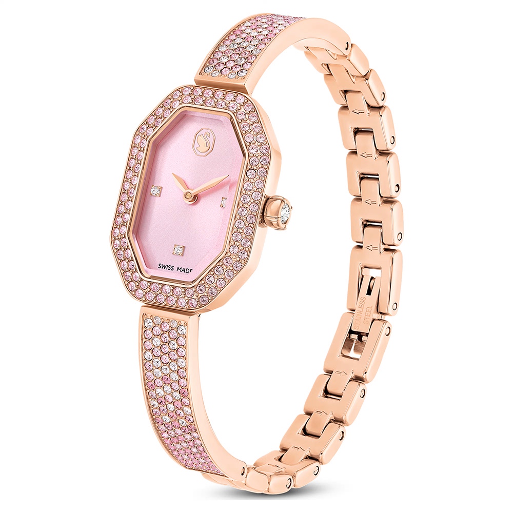 SWAROVSKI 施華洛世奇 Dextera 璀璨水晶八角手鐲手錶 女錶-粉紅/31 x 19mm(5717588), , large