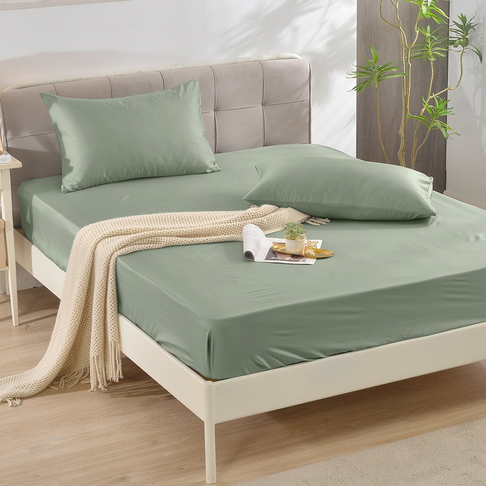 【FOCA】Matcha Cheese | Tea Time 60 Thread Tencel Cotton Bed Sheet Pillowcase Set - Double, 抹茶奶酪, large