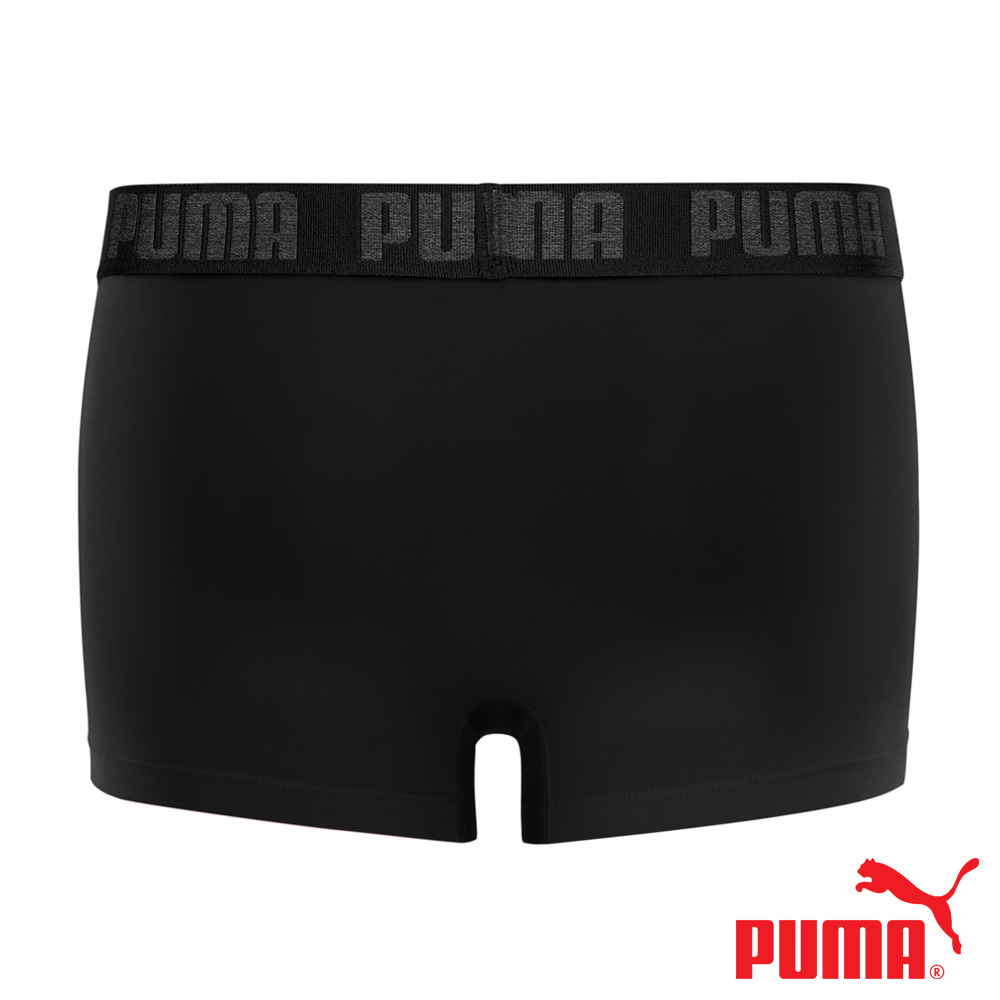 PUMA 平口內褲 1件組 彪馬 跳豹 男內褲 平角內褲 修身 防捲邊 貼合 耐穿 柔軟 棉質 排汗 透氣 抗菌 黑 灰, 黑,L, large