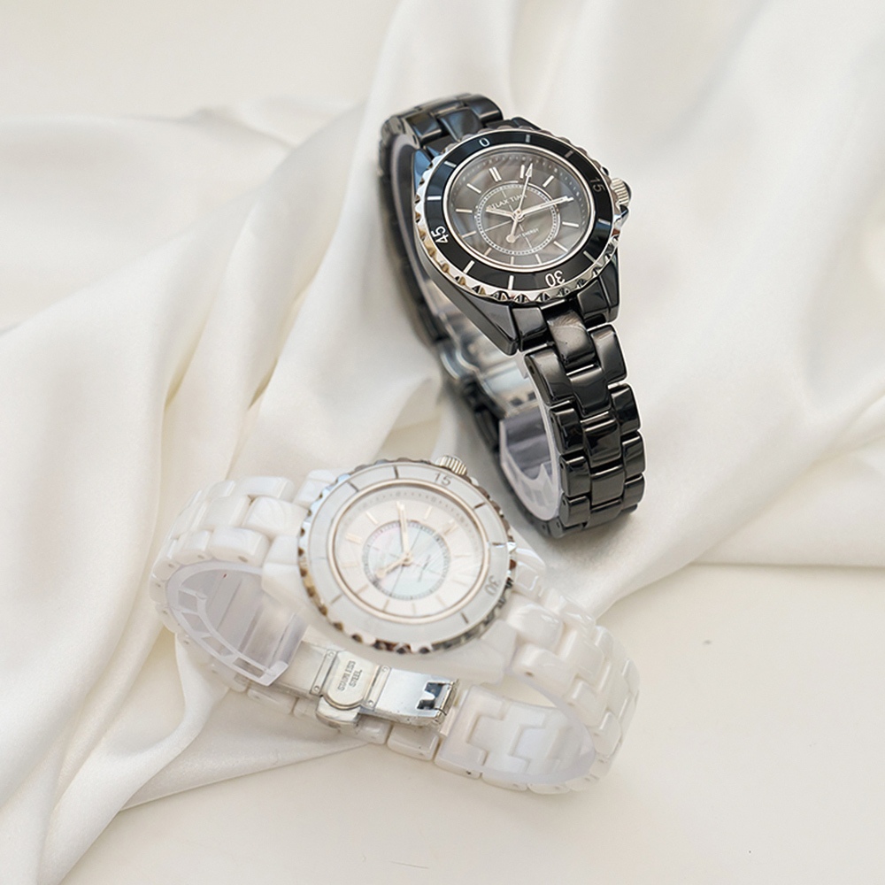 Relax Time 奢華陶瓷光動能女錶-34mm 禮物 RT-107S-1, , large